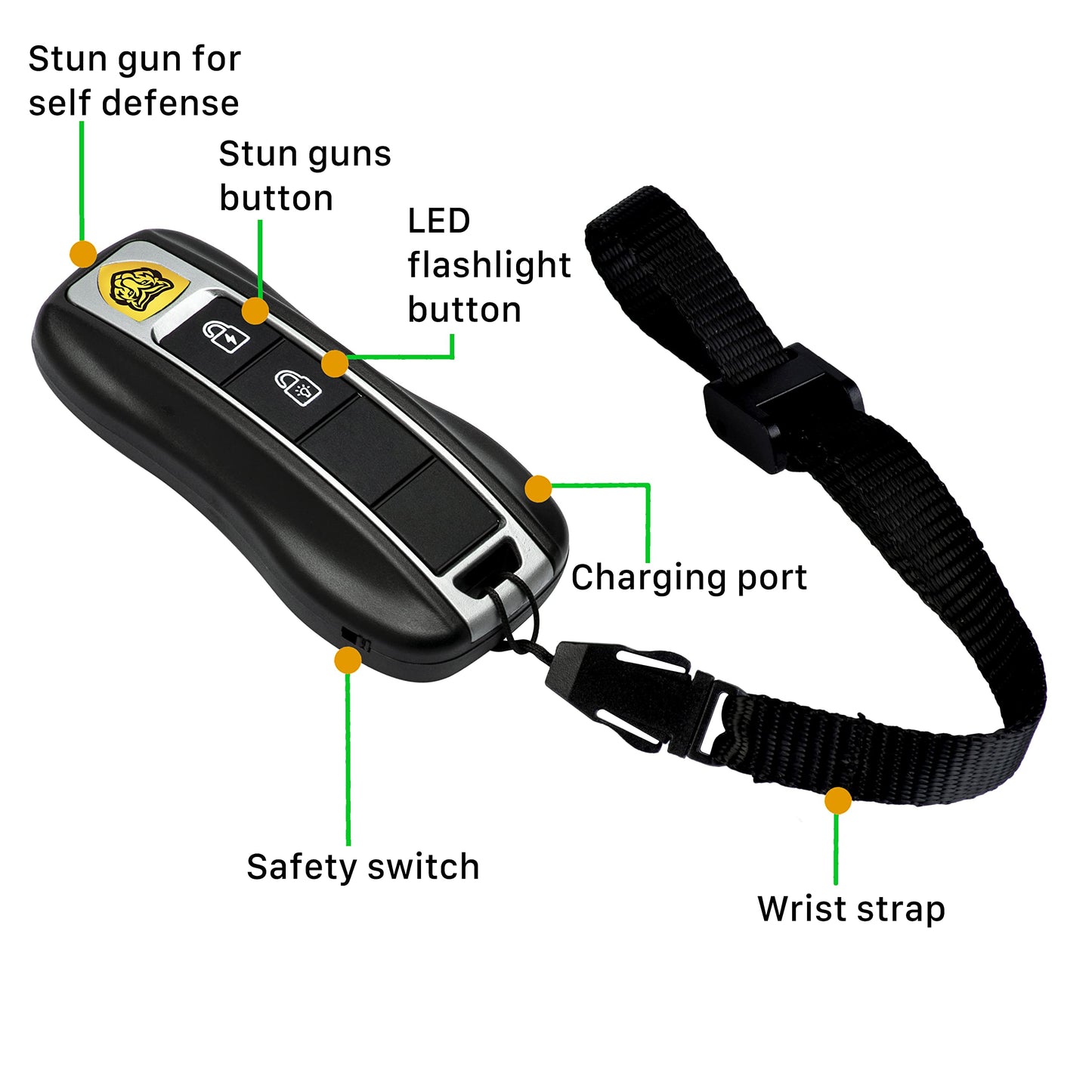 Rechargeable Stun Guns Self-Defense with LED Flashlight,Rechargeable Stun Gun for Woman (Black)