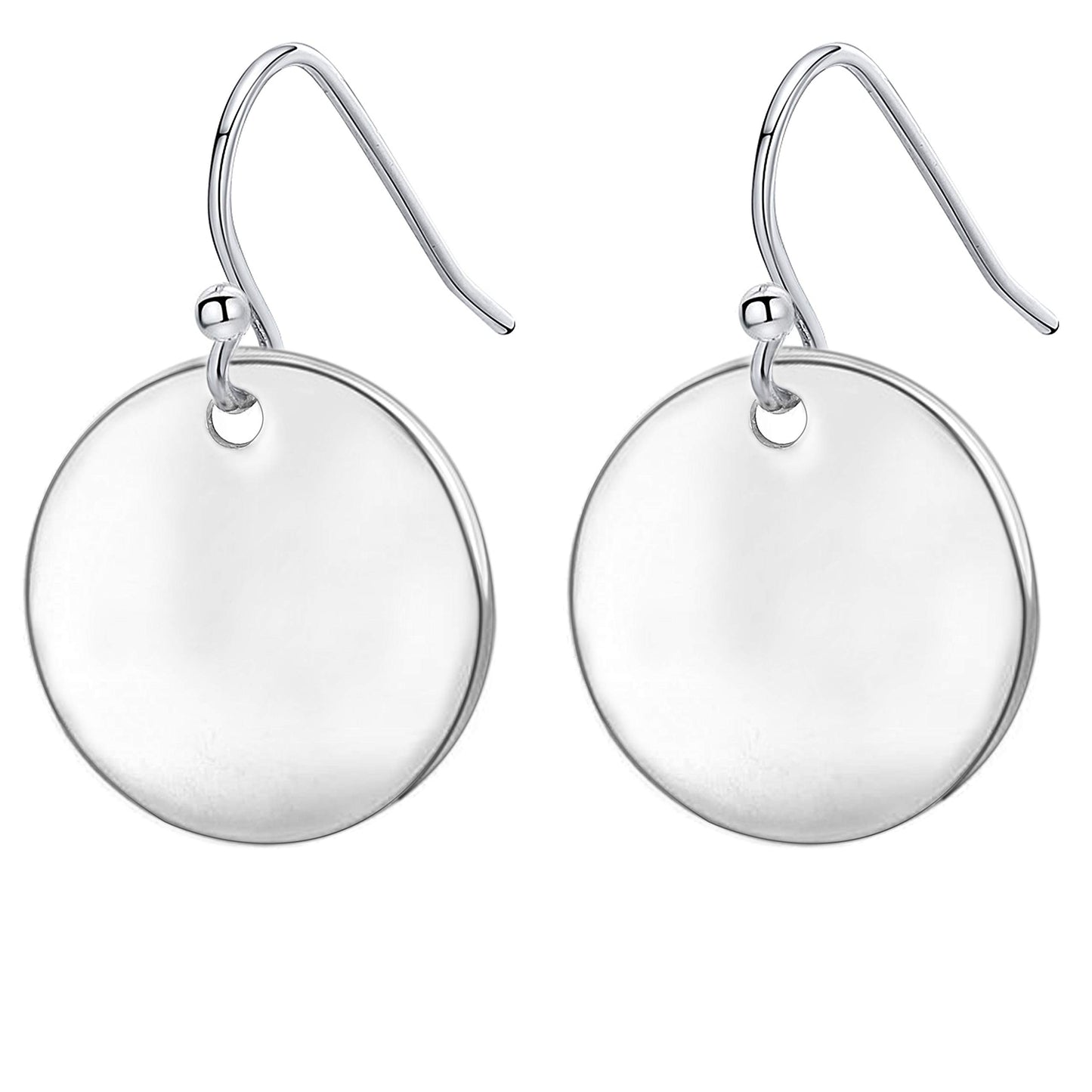925 Sterling Silver Circle Disc Dangle Drop Earrings for Women Lightweight Small Round Hoop Statement Earrings Minimalist Jewelry