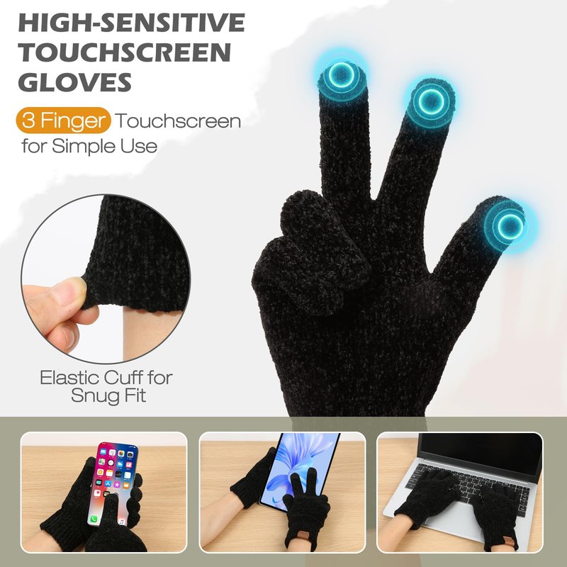 Winter Hats Gloves Scarf Set for Women, Beanie Hat Headband Ear Warmer, Infinity Scarf Touchscreen Gloves for Cold Weather