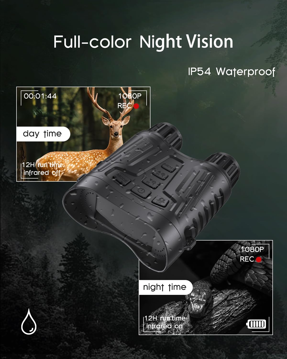4K Night Vision Binoculars with Video Recording for Men, for Dad & Husband, 3.2" HD Display, 8X Zoom, 32GB Card,Gifts for Valentine’s Day, Birthday, Outdoor Camping and Wildlife Observation