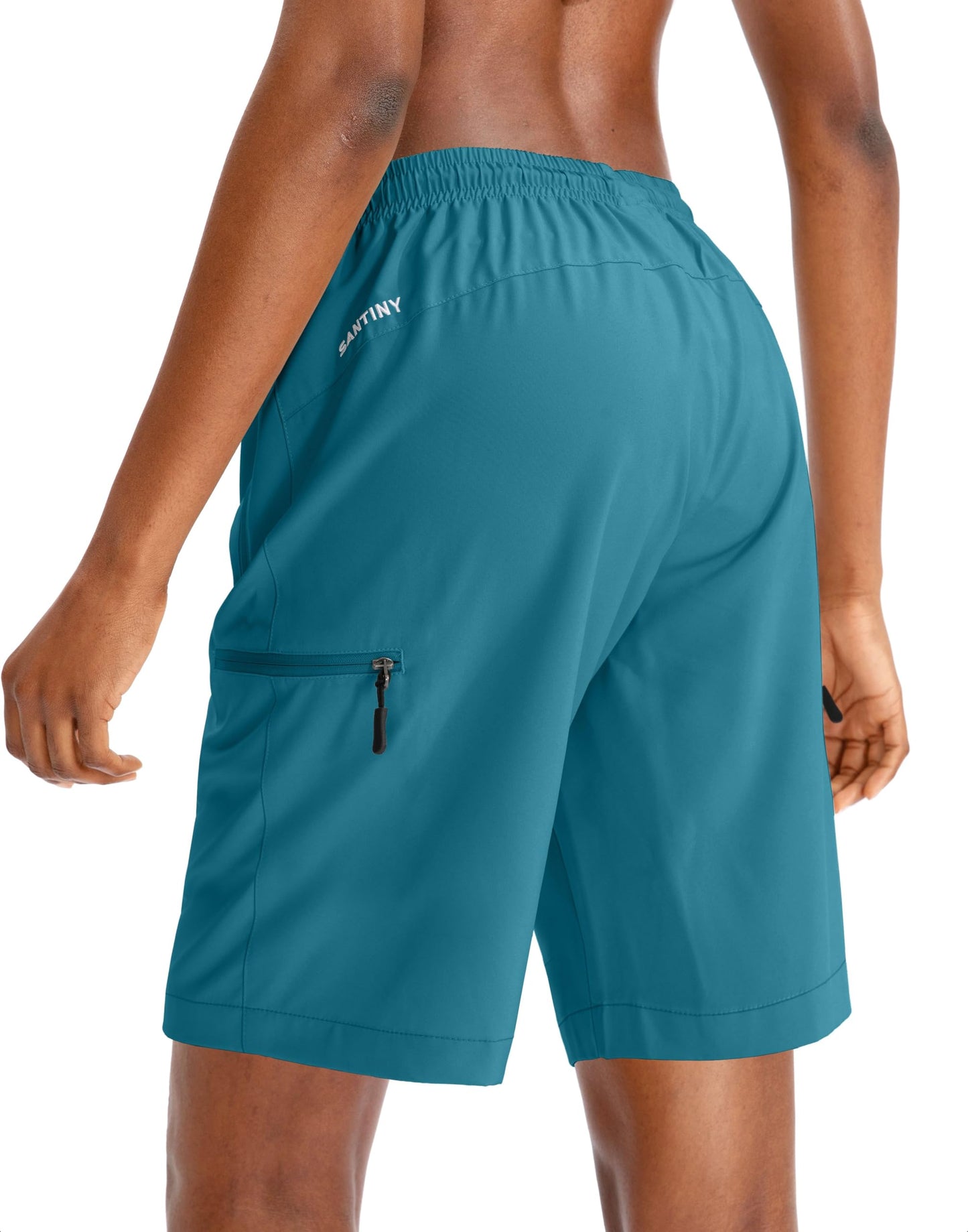 SANTINY Women's 5''/ 7''/9'' Hiking Cargo Shorts Quick Dry Lightweight Summer Shorts for Women Athletic Golf Zipper Pockets(Blue_S)