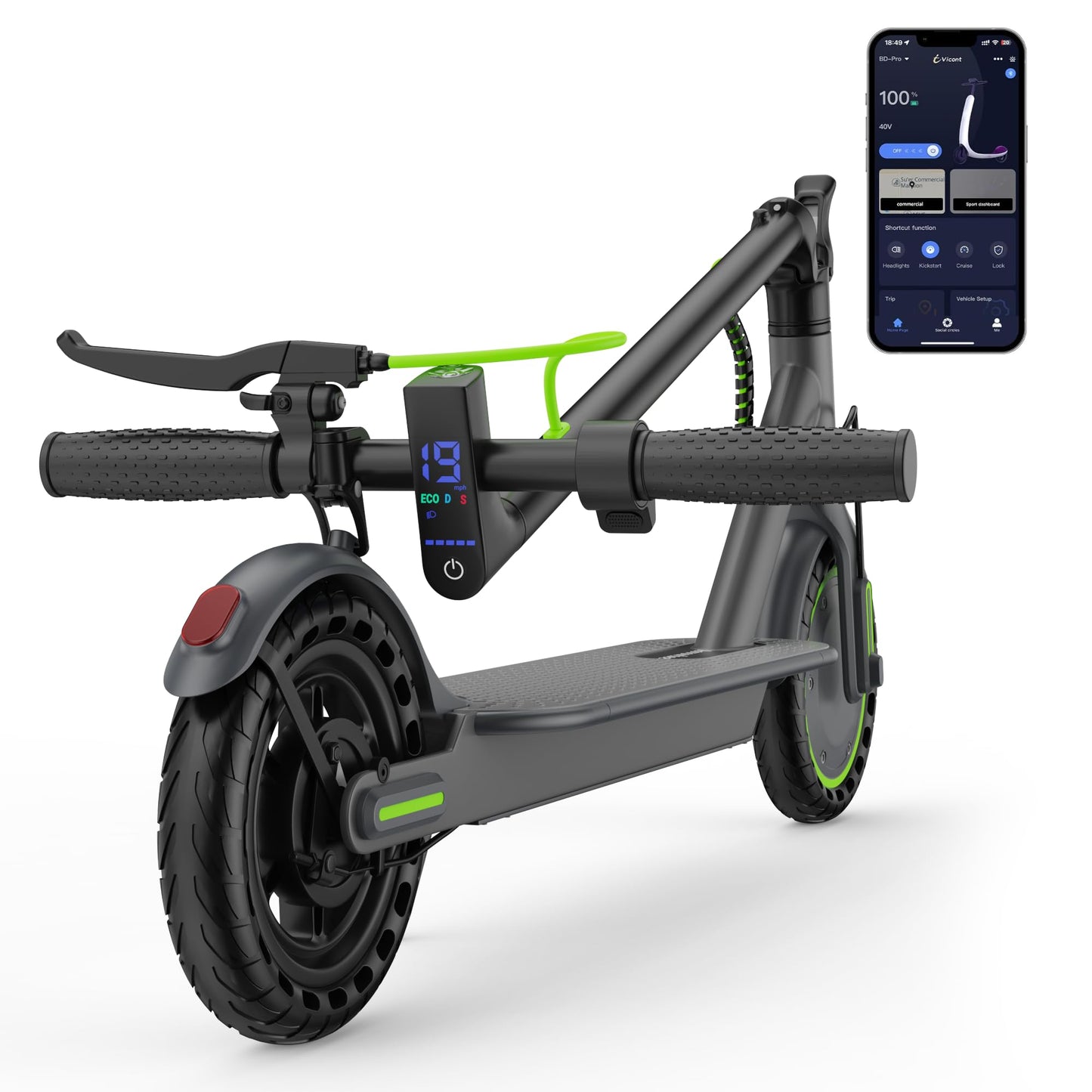 Aovowheel Electric Scooter for Adults, Folding E Scooter with 250W-500W Motor 16-24 Mph Top Speed, Max 15-60Miles Long Range,6.5''/8.5''/10''/14'' Solid Tires Commuting Scooters, Dual Brakes