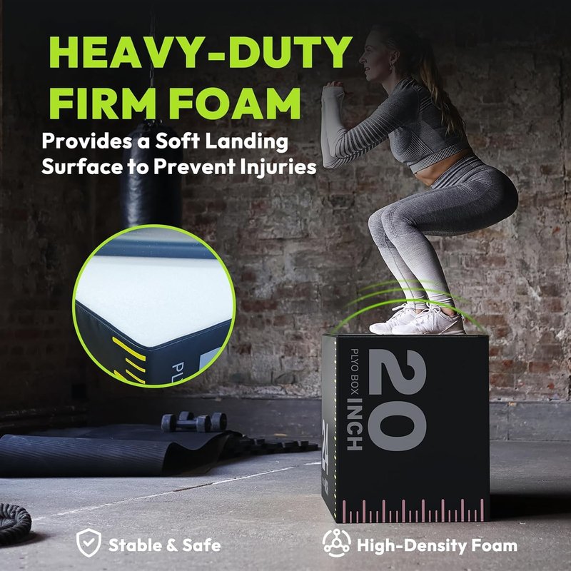 3-in-1 Plyometric Box - Jumping Exercise Equipment with Non-Slip Surface for Home Gym | Pro-Duty HIIT Foam Trainer