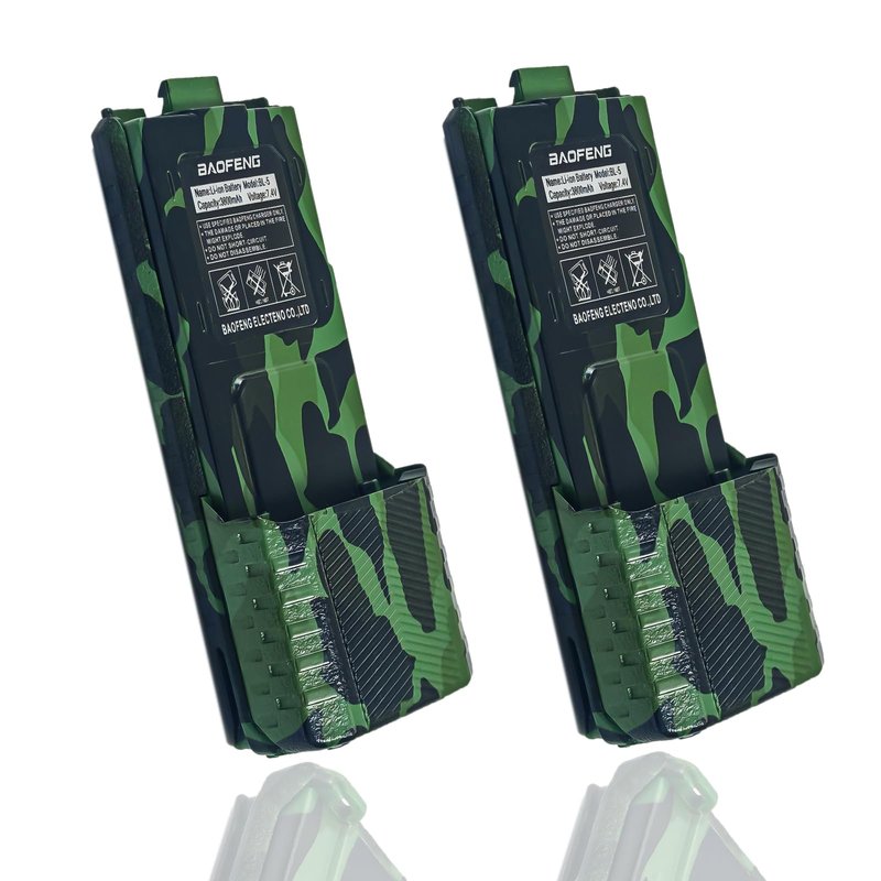 BAOFENG 2 Pack BF-F8HP Battery BL-5 Extended 3800mAh Large Capacity Camo Li-ion Batter for GMRS Radio UV-5R Series