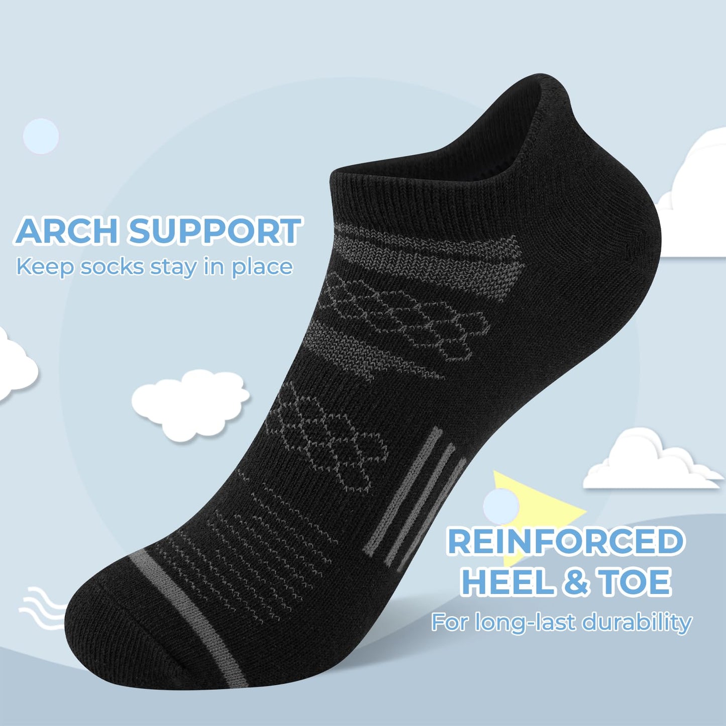 Comfoex 12 Pairs Boys Running Ankle Socks For Kids 4-6 6-8 8-10 10-12 Years Old Low Cut Athletic Breathable Cotton Socks