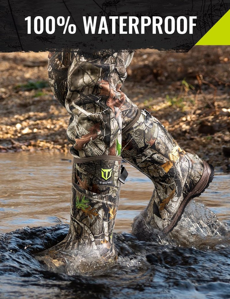 TIDEWE Waterproof Insulated Rubber Hunting Boots - 7mm Neoprene, Men’s Sizes 6-14 | Next Camo G2 Design