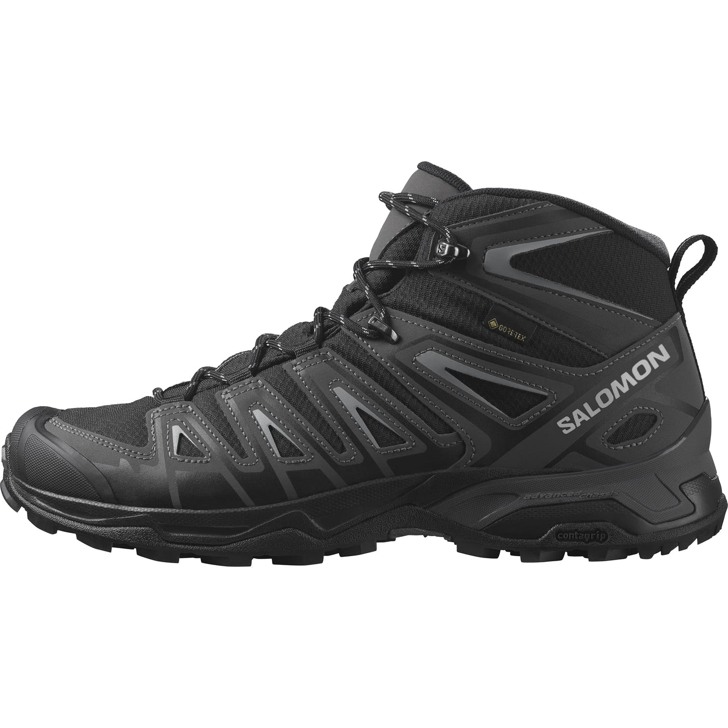 SALOMON X Ultra Pioneer Mid Gore-Tex Women's Outdoor Shoes, Waterproof, Secure foothold, and Stable & cushioned, Black Magnet Monument, 10.5 US