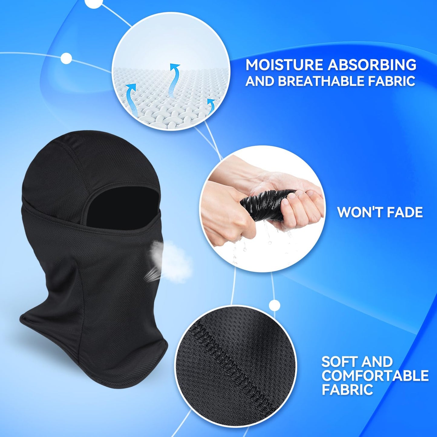 3 Pieces Balaclava Ski Mask -Winter Full Face Mask for Men Women Windproof Weather Outdoors Cover for Men Women Boys Girls Black/Black/Black