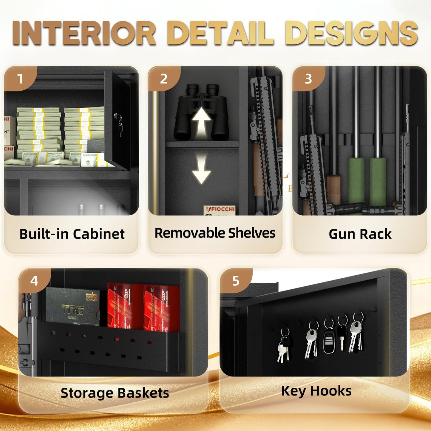 12-15 Gun Safe for Rifles and Pistols,Rifle Safe for Home,Gun Cabinets for Rifles and Shotguns with Digital Keypad and Alarm Mode,Easy Assembly Rifle Cabinet,Internal Lockable Box & Removable Shelves