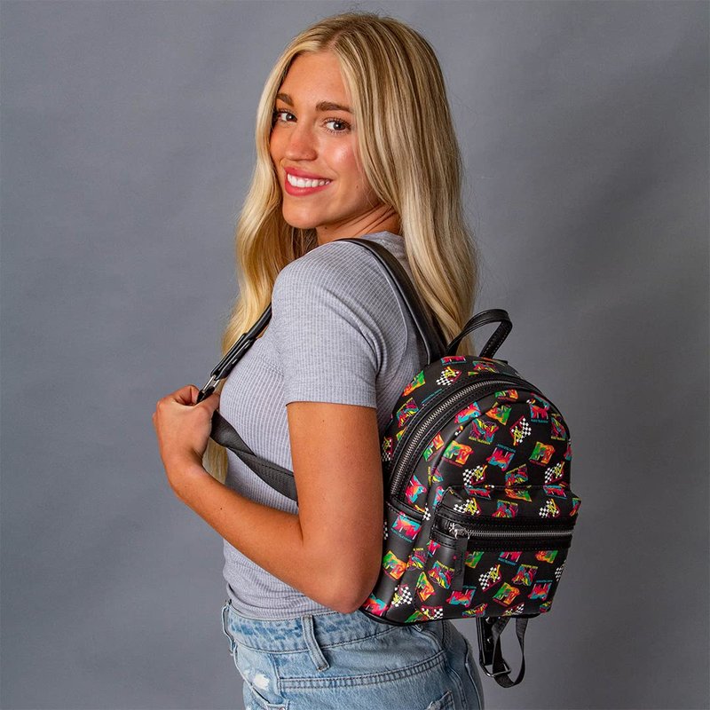 INTIMO MTV Music Television '80s Logo Tossed Print Zippered Mini Small Backpack Bag 10."