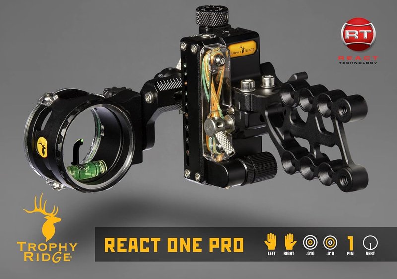 Trophy Ridge React One Pro Bow Sight - Precision Accuracy Up to 100 Yards | Tool-Less Adjustability & Click Light