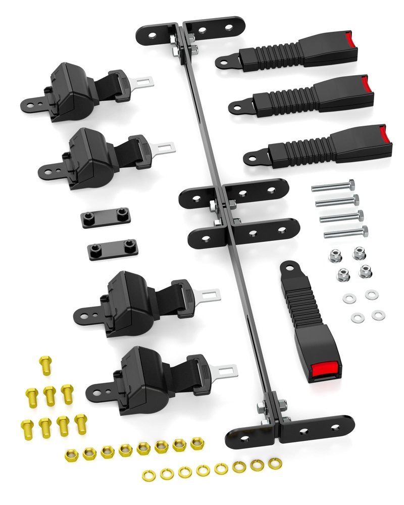 Golf Cart Seat Belt kit with Bracket Fit Front Rear, Universal Retractable Seat Belts for 4 Passanger (2+2) Yamaha EZGO Club Car, Upgraded SeatBelts Golf Cart Accessories for TXT RXV Club Car DS