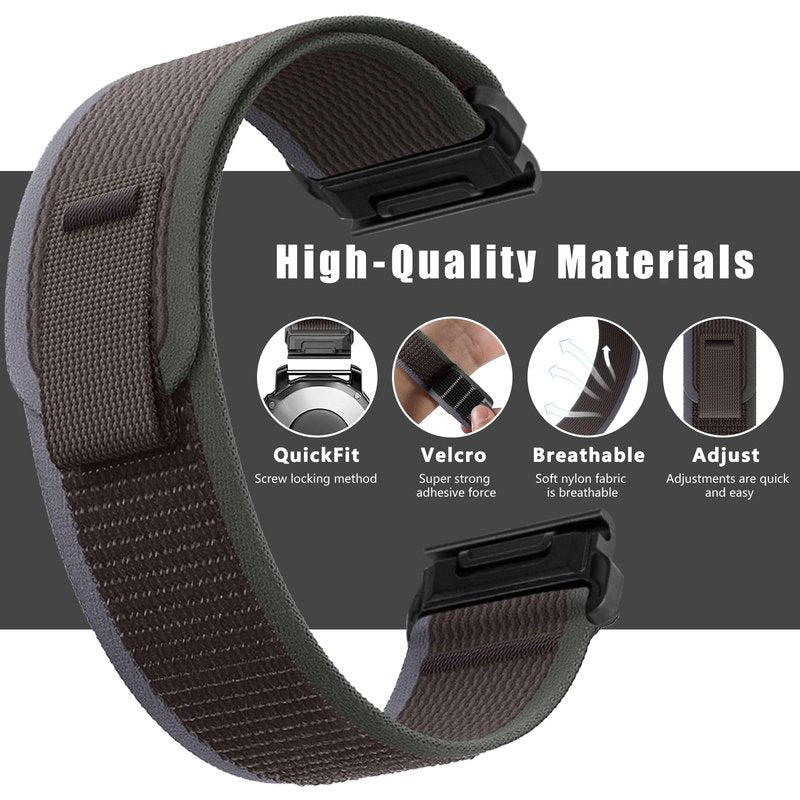 MiKoyi 26mm Nylon Band for 51mm of Garmin Fenix 8 Pro/Quatix 8/Tactix 8/D2 Mach 2, Quick Fit Comfortable Breathable Sport Wristband Replacement Strap for Garmin Fenix 7X/7X Pro/6X - Blue&Black