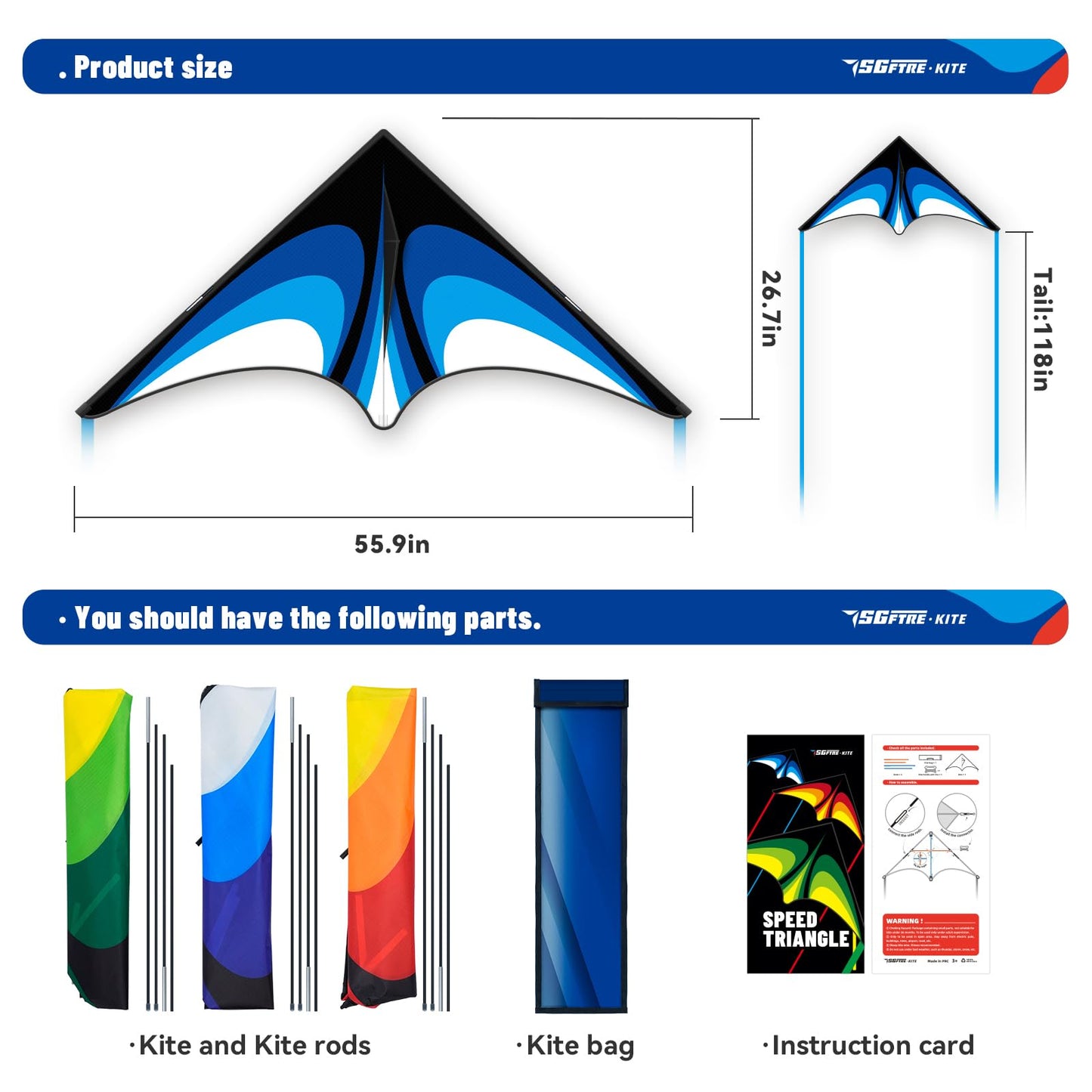 Delta Kite Set for Kids and Adults,Extremely Easy to Launch for Beginners, Perfect for Beaches and Parks,ites for Beach Trip Park Family Outdoor Games and Activities (Speed Triancle 3-Piece Set, 3)