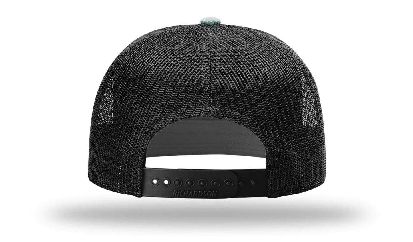 Richardson 168 Hat 7-Panel Trucker Cap Hi-Pro Snapback Cap Adjustable Baseball Hat Blank Hat Bulk Hats - Dark Green/Black