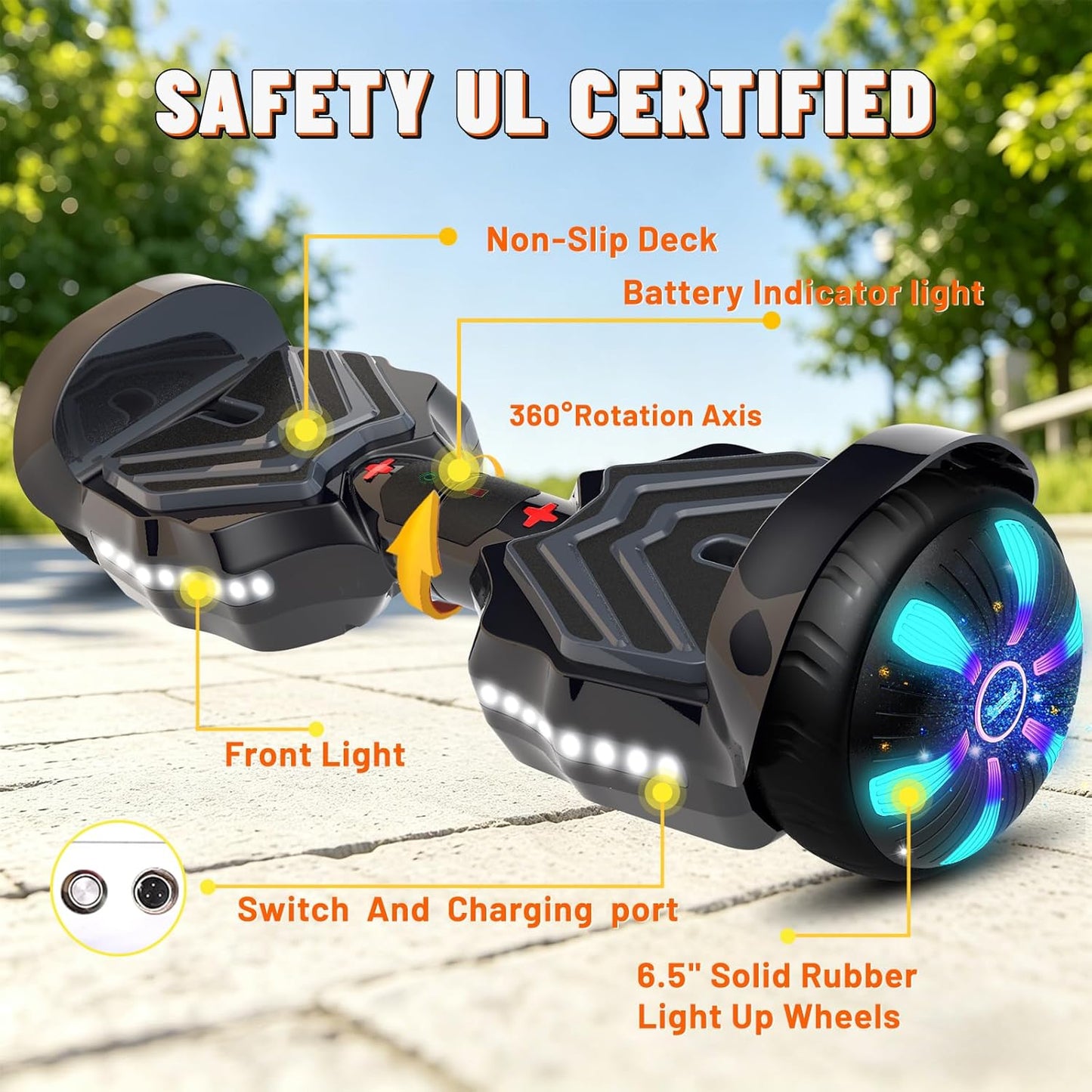 SIMATE Electric Scooter - Bluetooth Speakers, LED Light-Up Wheels & APP Control | Dual 250W Motors, 8.5 mph, 8.5 Miles Range