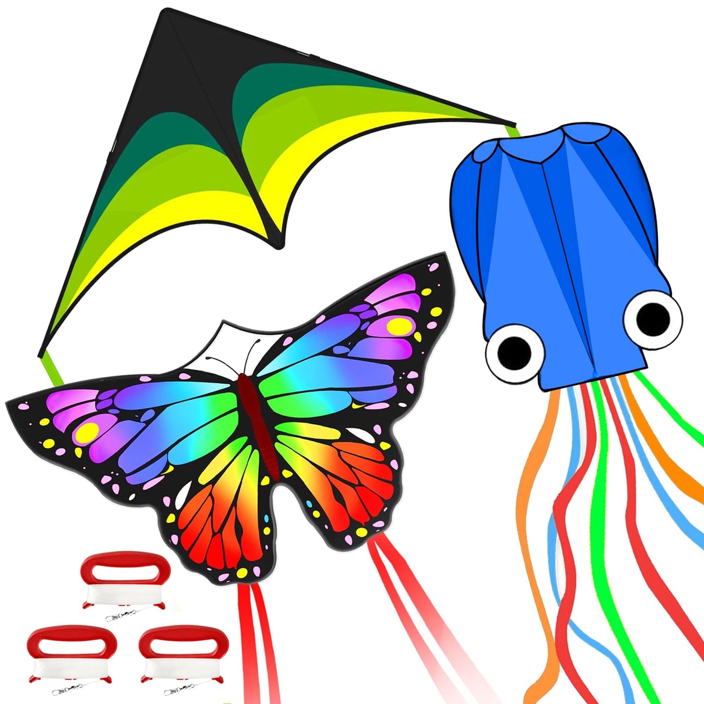 3 Pack Kite Set for Adults, Easy to Fly Beach Kites for Kids Ages 4-12