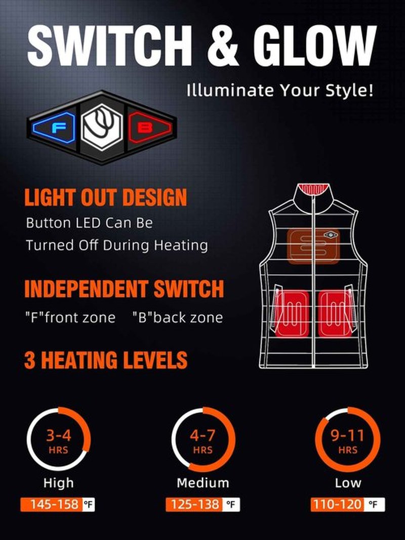 WASOTO Heated Vest Women With 16000 mAh Battery Pack Charger Included Rechargeable Washable Electric Lightweight Women's Heated Vest For Indoor Outdoor Cycling Ice Skating Walking（Black,M）