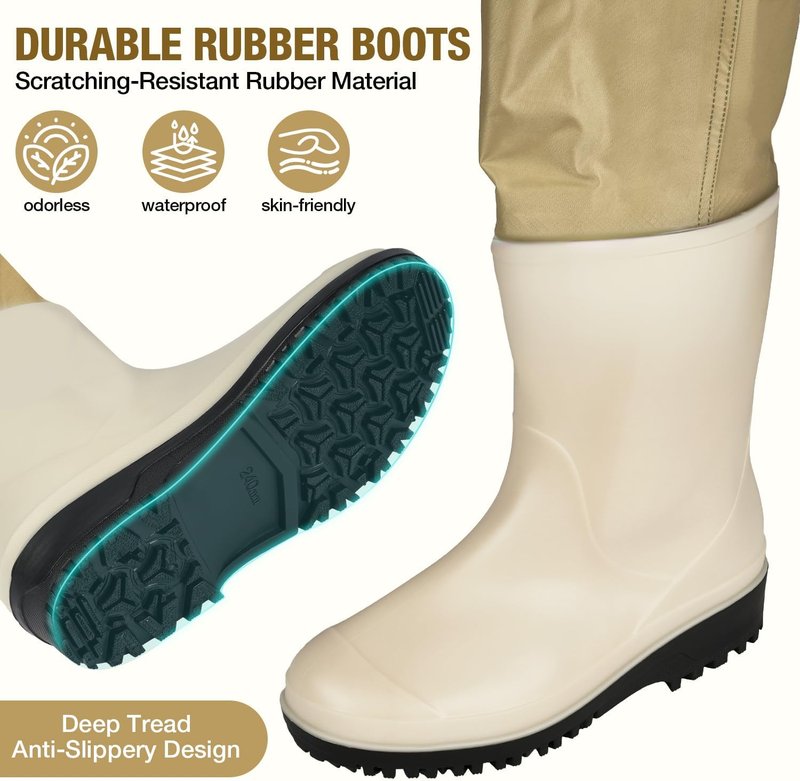 Ghosthorn Kids Fishing Waders - Waterproof Nylon Chest Waders with Boots | Youth Sizes Available