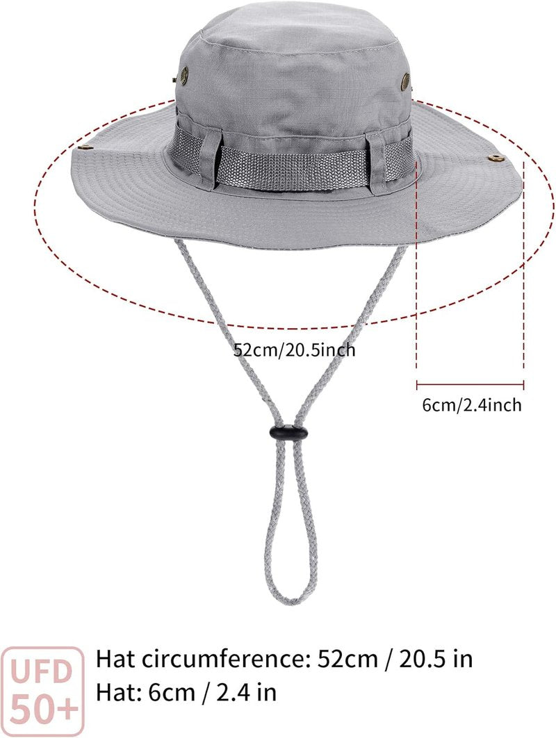Foldable Safari Sun Hat for Men & Women - UV Protection UPF 50+ Boonie Bucket Cap | Ideal for Hiking & Beach