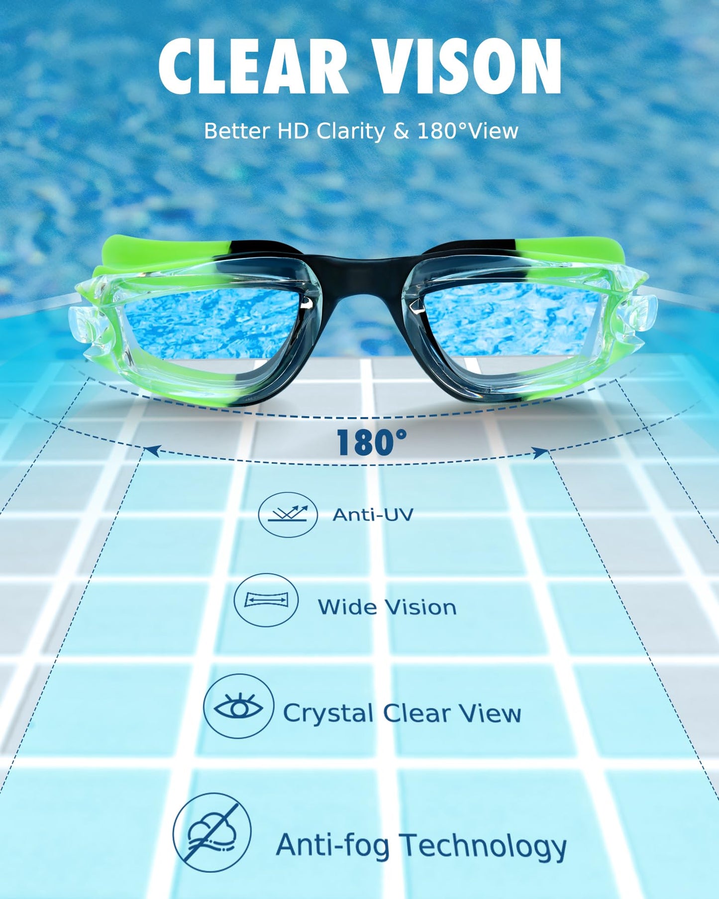 Aegend Swim Goggles for Kids 3-14 Anti-Fog Anti-Leak Goggles for Swimming