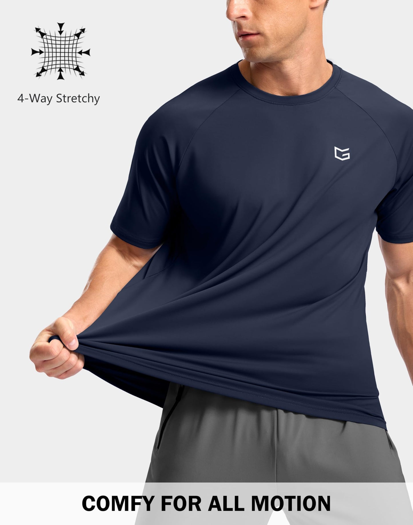 G Gradual Men's Athletic Workout T-Shirts Moisture Wicking Cooling Running Shirts Short Sleeve Performance Tee for Gym Tennis(Navy,4XL)