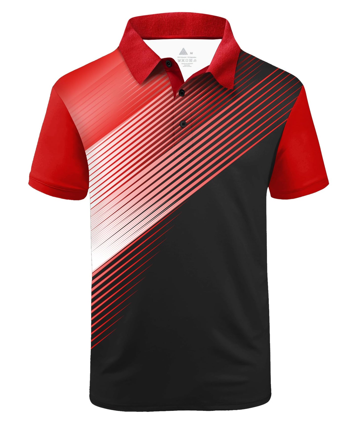 ZITY Mens Golf Shirt Short Sleeve Sport Moisture Wicking Performance Print Golf Polo Shirts for Men Collared Casual T-Shirt Red White Black XX-Large