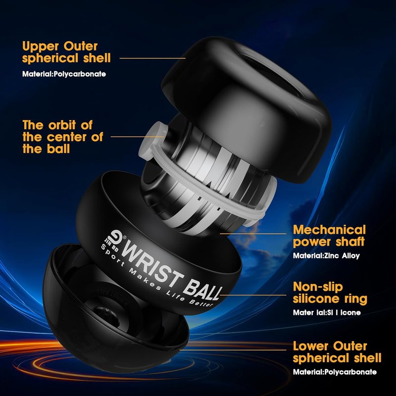 Gyro Ball Wrist Trainer - Auto-Start Forearm Exerciser for Strengthening Arms & Fingers | Durable Design