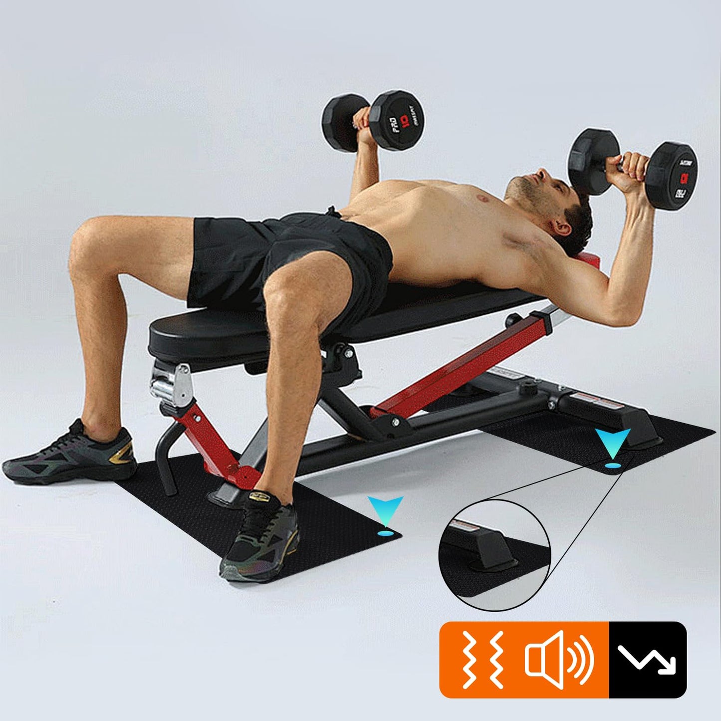 Stepwaver 2 Pack Double Non-Slip Workout Mat for Ellipse Leg Exerciser, 23.6" × 11.8" 0.2" Thick Ellipse Machine Mat, Exercise Mats for Under Desk Ellipticals