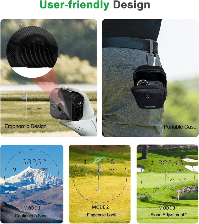 Golf Rangefinder with Slope, 7X Magnification High Transmittance, 1300 Yards Laser Range Finder for Golf Hunting Range Distance Measurement Flag Pole Lock Vibation (Grey)