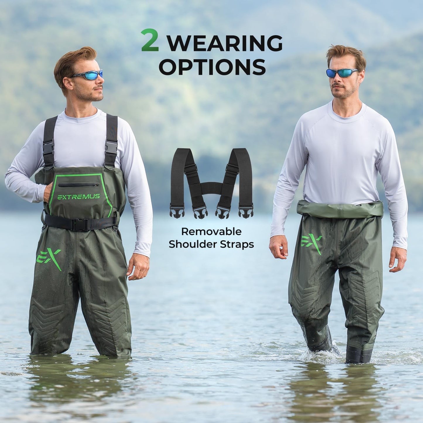 Extremus by KastKing MarshPro Fishing Waders for Men, Military Green, M5