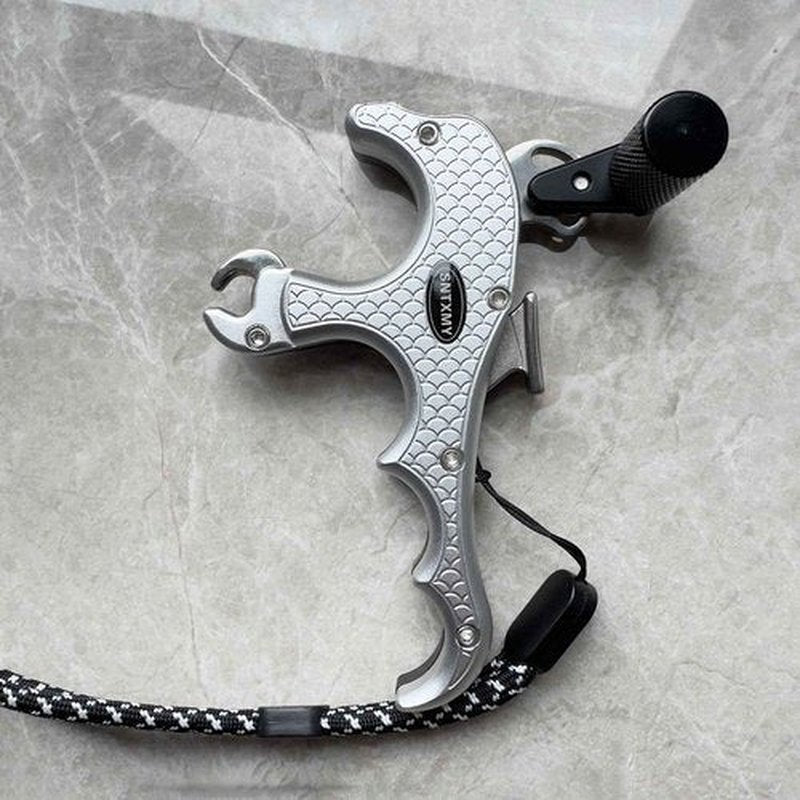 sntxmy Bow Release for Compound Bow, Archery Release Trigger, Compound Bow Release, Thumb Release. (4 Finger Bow Release, Silvery)