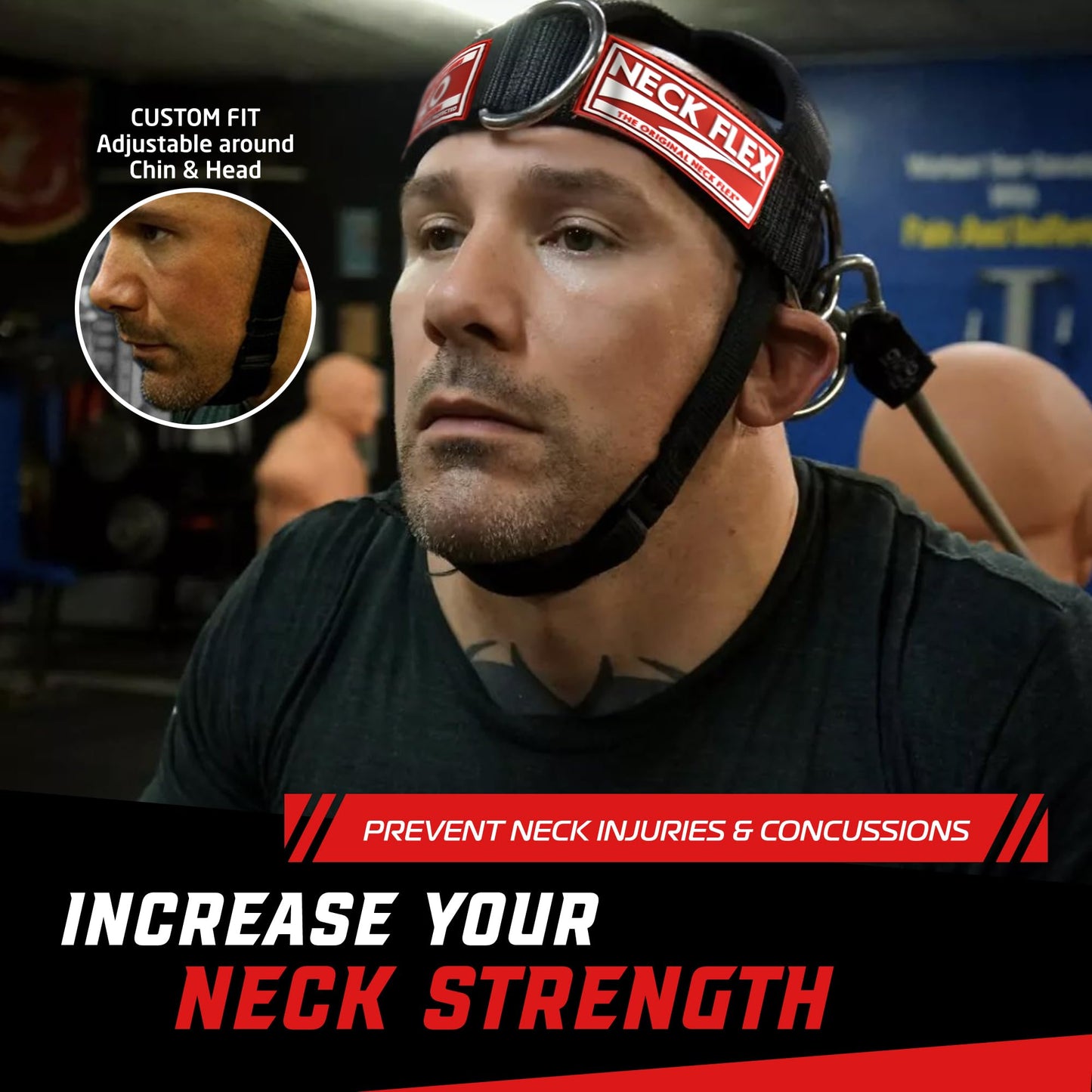 Neck Flex - The Original Head Harness, Neck Muscle Trainer, Workout Head Strap for Neck Relief, 3-in-1 Kit With Functional Trainer Attachments (Bodylastics Resistance Band + Door Anchor)