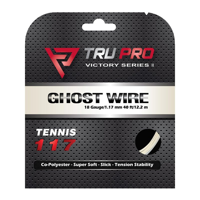 TRU PRO Ghost Wire - Tennis String Set (Poly): Super Soft and Arm Friendly (18g (1.17 mm), 12.2 m, White)