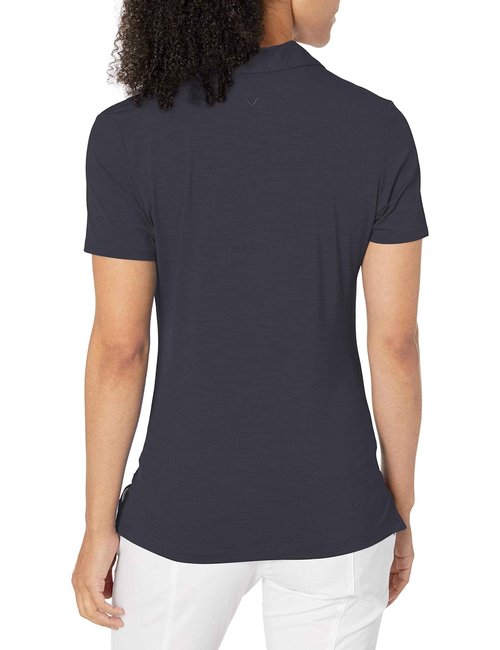 Callaway Women's Golf Short Sleeve Tonal Stripe Polo Shirt, Black, Small