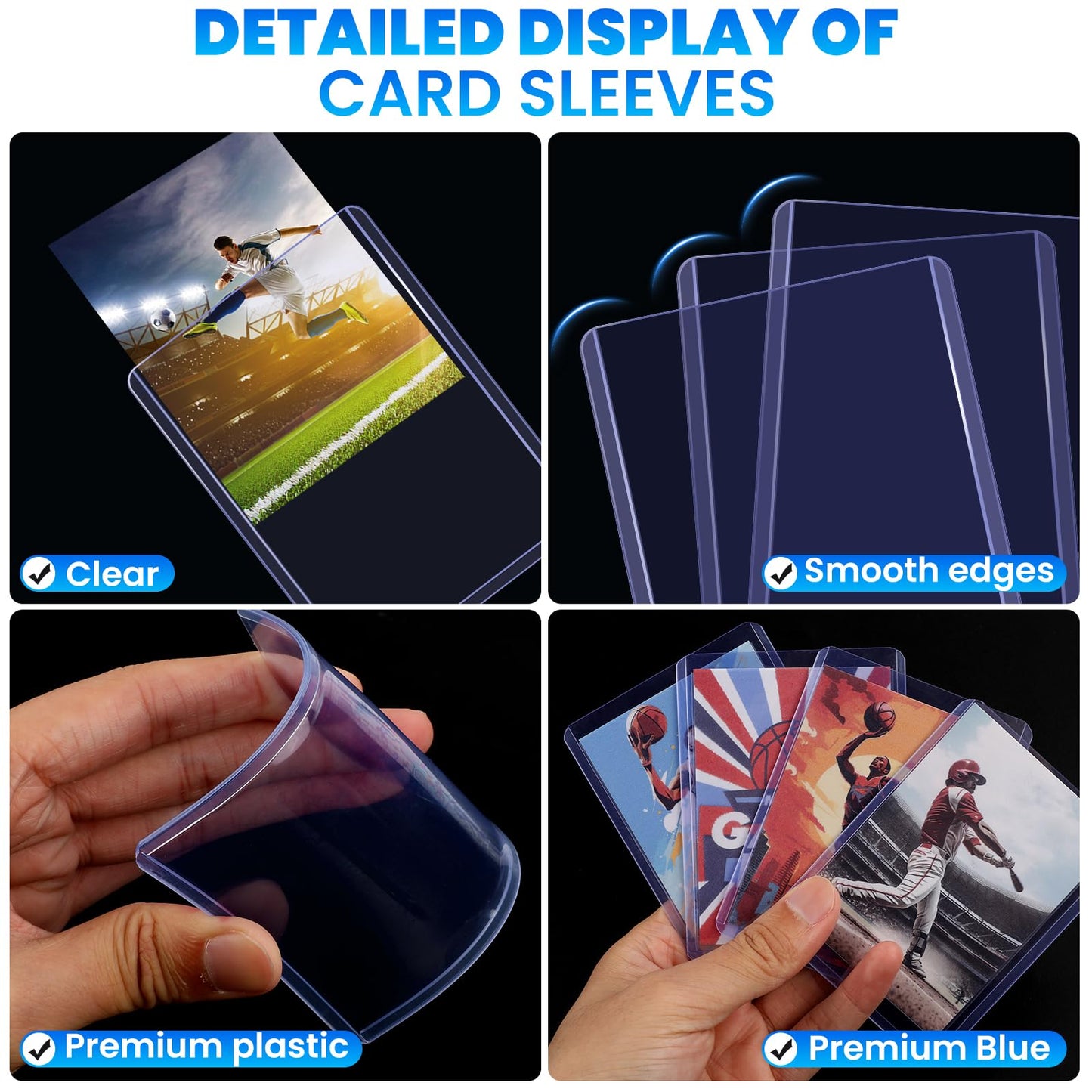1200 Card Sleeves Top Loaders for Cards, 3" x 4" Hard Plastic Toploaders, Baseball Card Protectors, Trading Card Holder for Football Sports Cards (600 Toploaders + 600 Penny Sleeves)