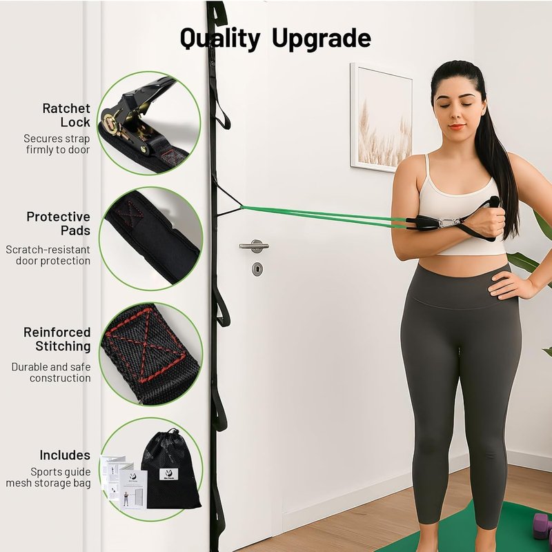 Slim Panda Door Anchor Strap - Resistance Bands Exercise Equipment for Home Gym | Adjustable Multi-Point Anchor