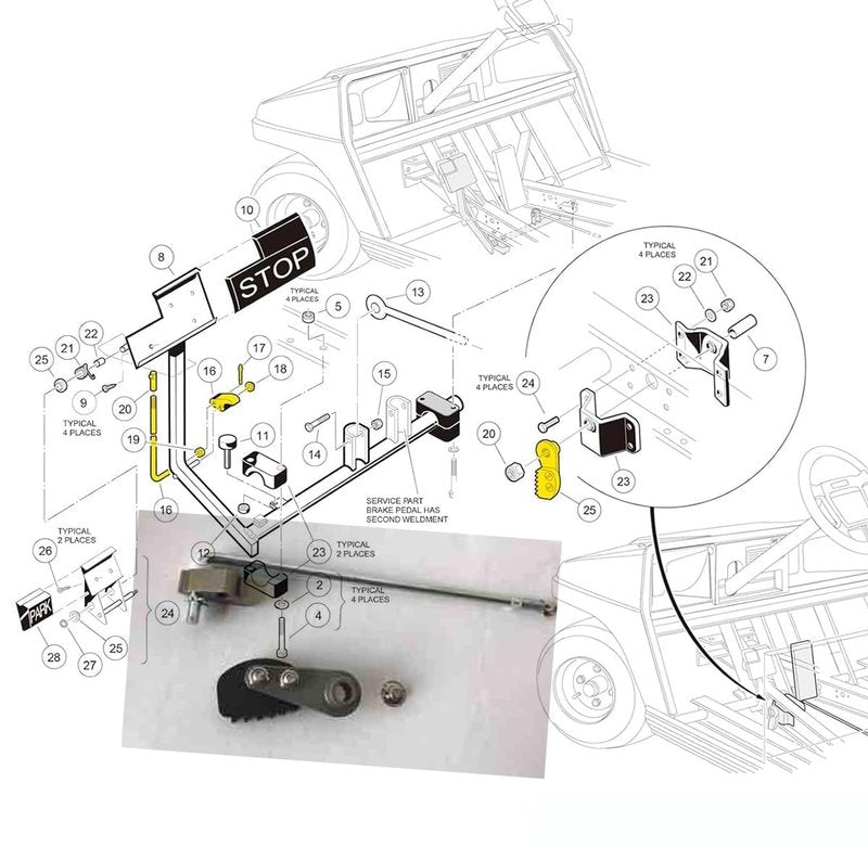 Golf Cart Park Brake Latch Kit for Club Car DS Golf Cart Replace OEM#101187702 1017322 101985-01