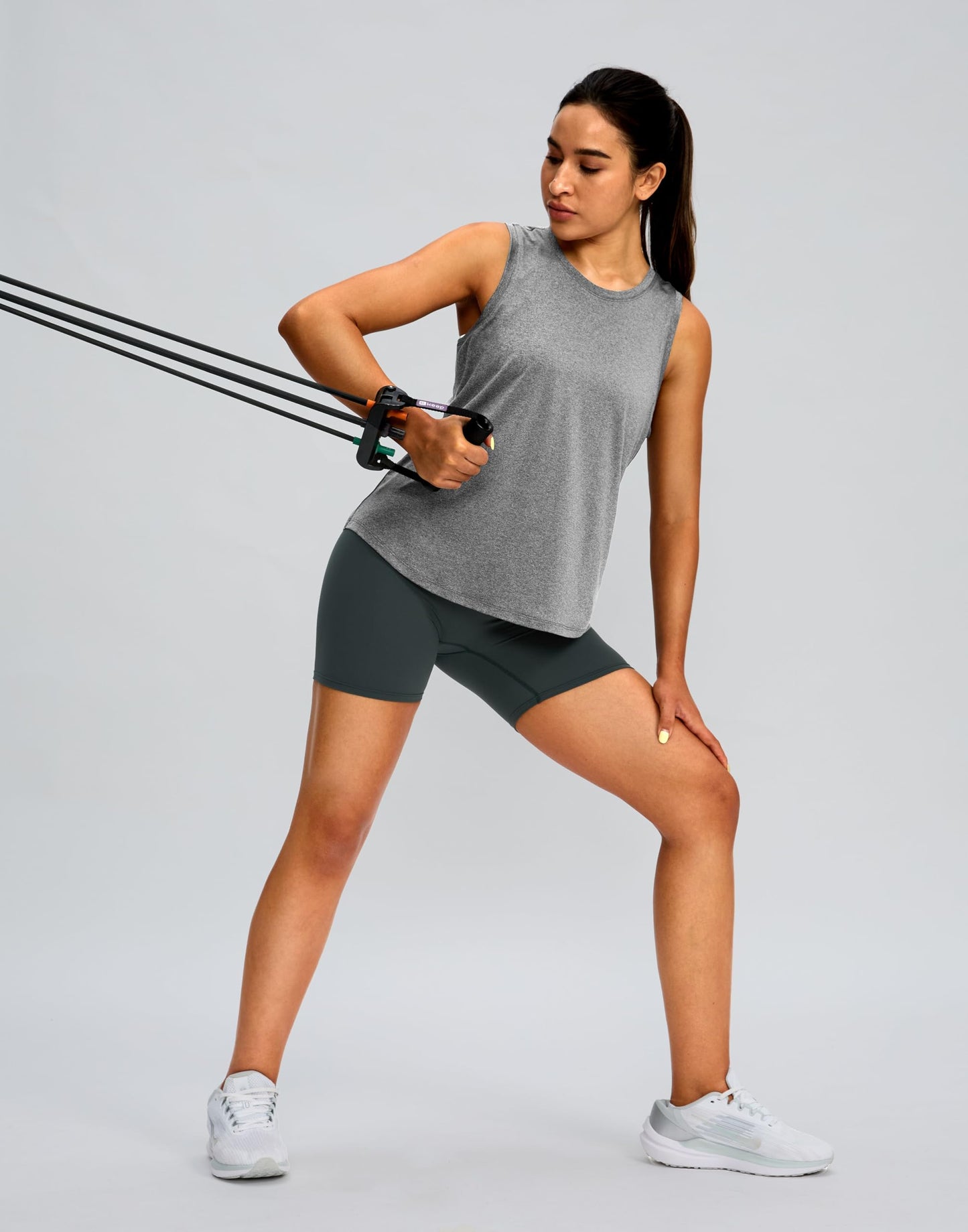 Women's Workout Tops Racerback Athletic Tank Tops Sleeveless Loose Fit Yoga Running Gym Shirts for Women(Heather Grey,M)