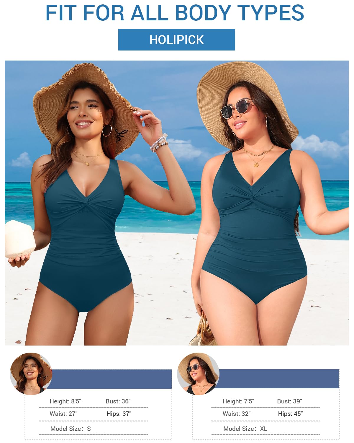 Holipick Green Women Tummy Control One Piece Swimsuit - Push Up Bathing Suit Full Coverage Slimming Swimwear 18 Plus (US 18W)