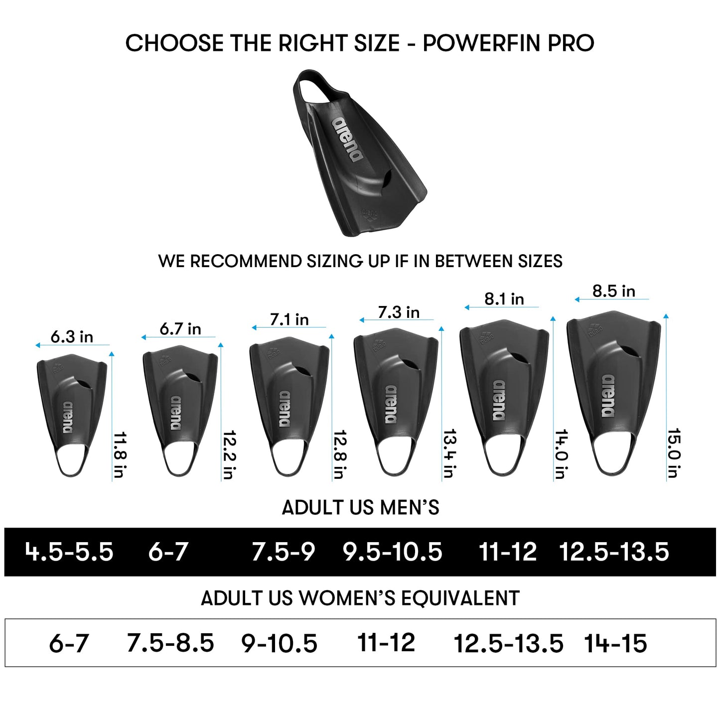 Arena Unisex Adult Powerfin Pro Swim Training Fins for Men and Women Silicone Short Blade Flippers Left/Right Custom Design, Pink, 11-12