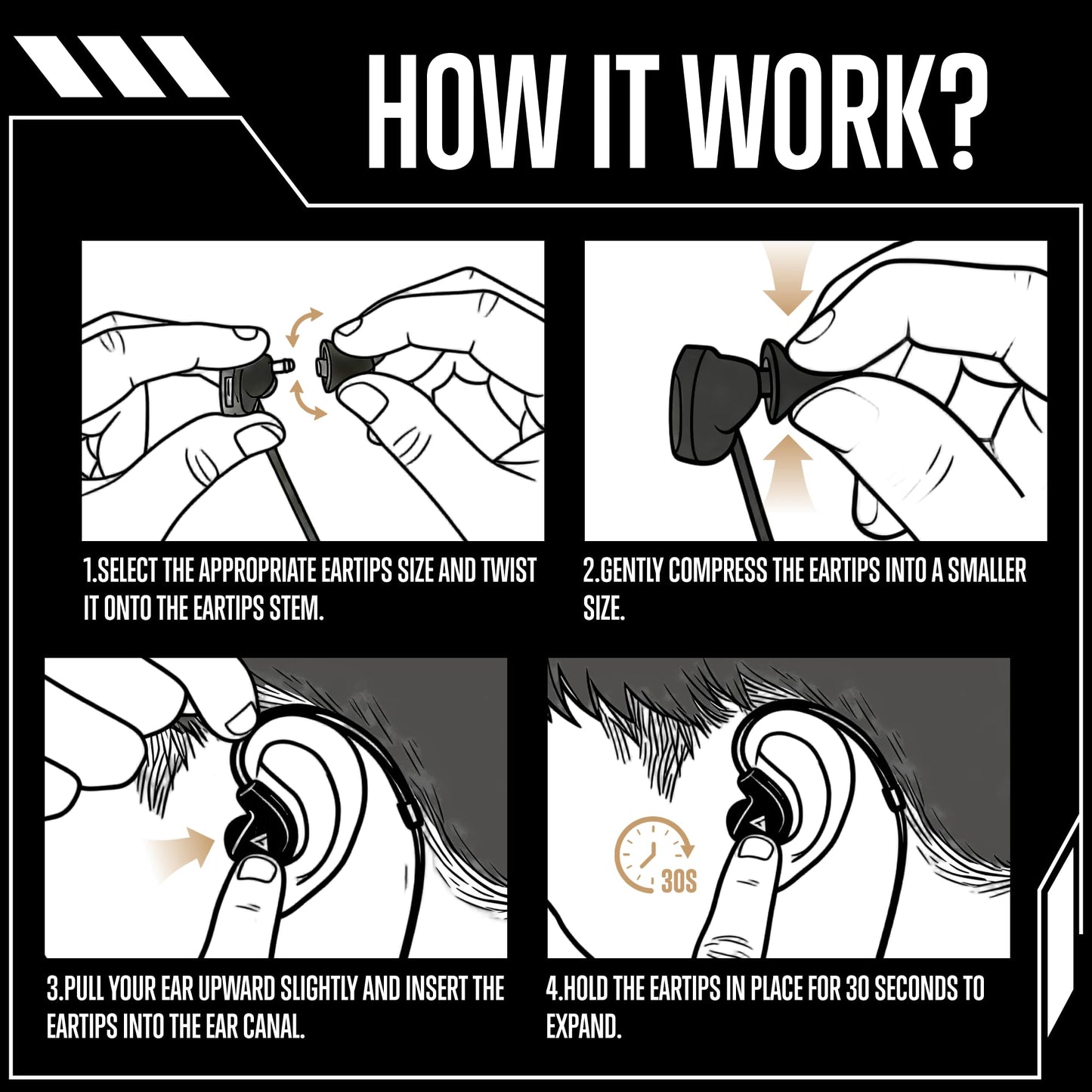 GLORYFIRE Bluetooth Shooting Ear Protection Earplugs,Shooting Ear Buds for Hearing Protection, Noise Reduction Ear Protection for Gun Range(Matte Black)