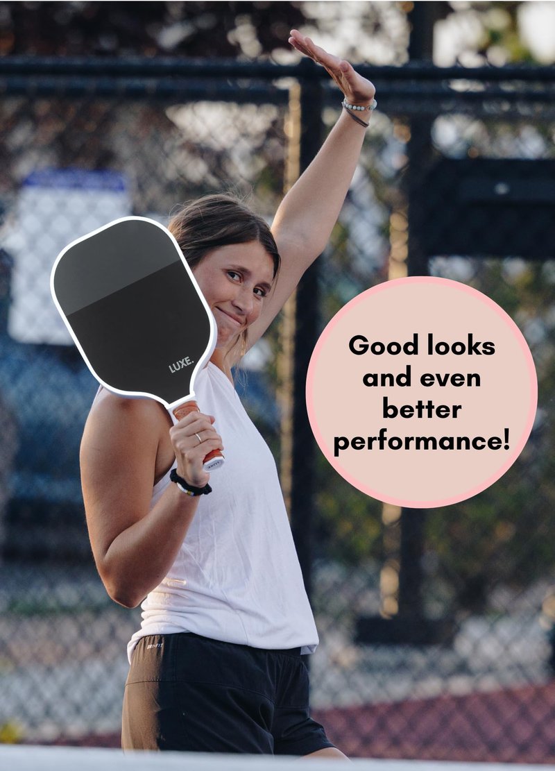 LUXE Pickleball Paddle | Leisure Edition | Cute, Fun, Stylish, Aesthetic Black Pickle Ball Paddles with Textured Fiberglass Surface for High Grit and Spin | Non-Slip, Comfortable Grip (Dipped Black)