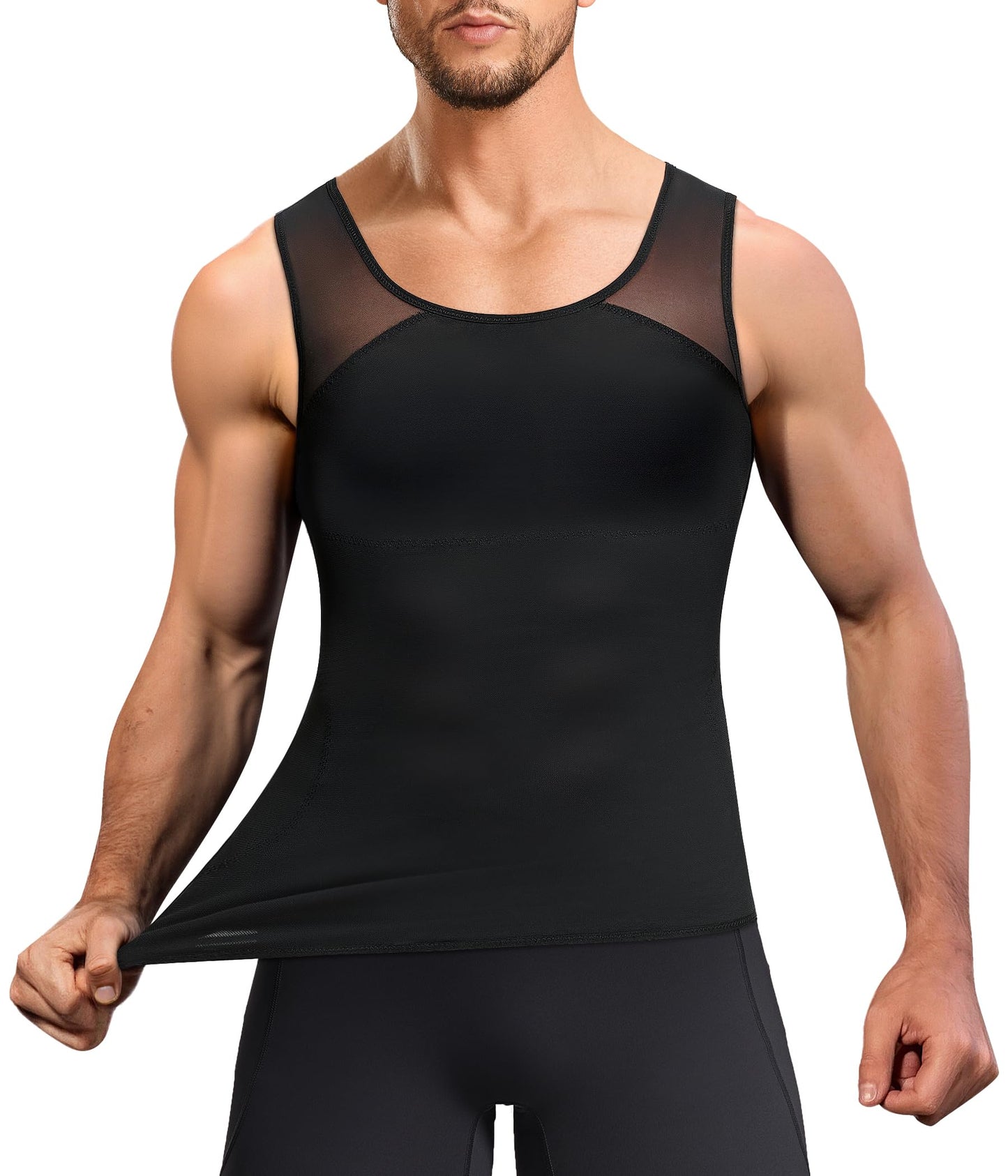 TAILONG Black Compression Shirt Men Shapewear Slimming Body Shaper Vest Workout Tank Top Undershirt
