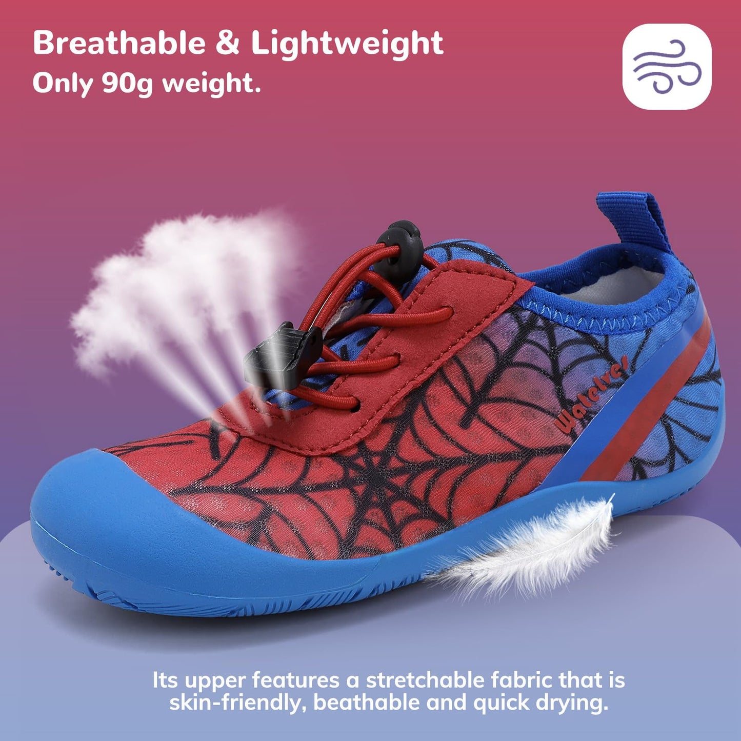 WateLves Wide Toddler Water Shoes Kids Barefoot Athletic Sneakers Girls Boys Quick Dry Aqua Socks for Beach Hiking Swim Kayak Sport Accessories, Camping Essentials (Red Blue, 32)