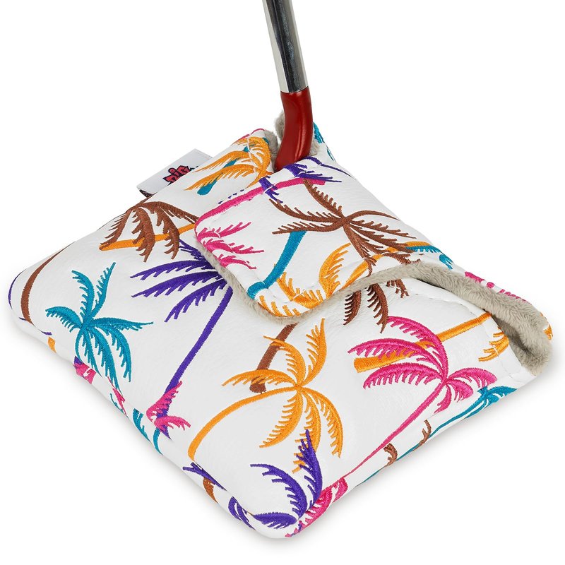 Big Crazy Putter Cover with Strong Magnetic Closure - Square Mallet Putter Cover - Waterproof PU Leather - Golf Head Covers - Coconut Tree Funny Design