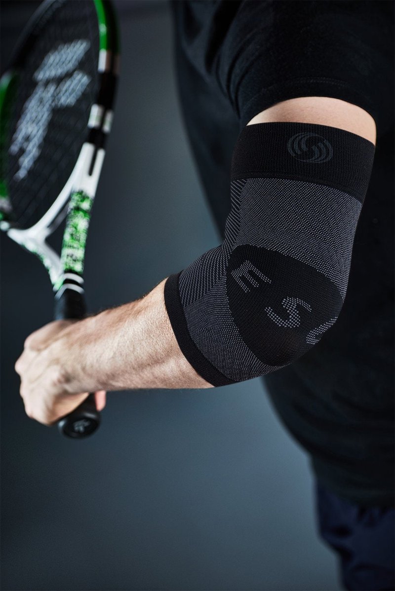 OS1st ES6 Elbow Compression Bracing Sleeve (One Sleeve) relieves Tennis or Golfer's Elbow, Cubital Tunnel Syndrome, Supports Damaged Tendons and Controls Forearm Pain (Large, Black)