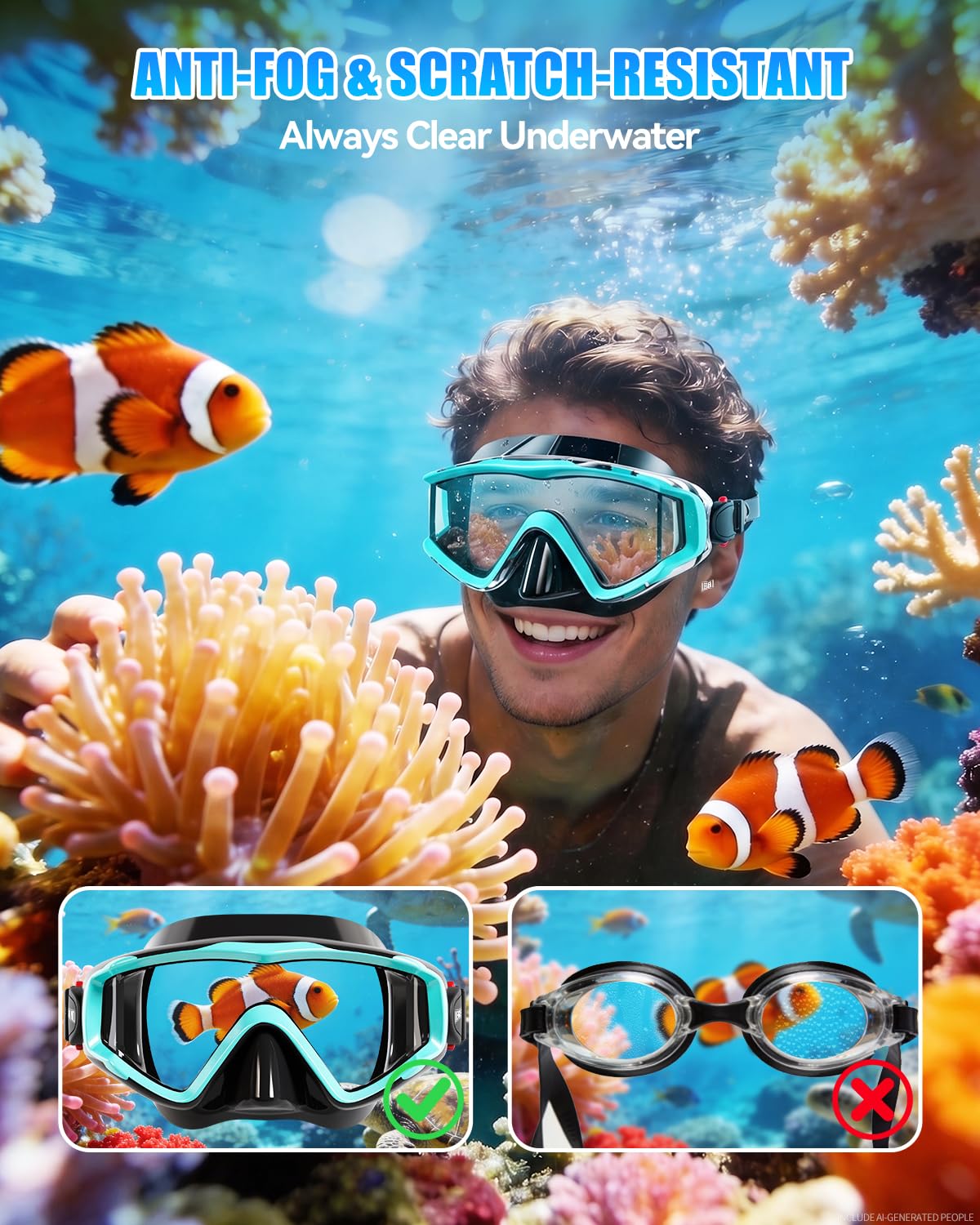 Aegend Swim Goggles for Adults Kids - 220°Wide View Anti-Fog Goggles with Mesh Bag for Indoor Outdoor Pool Beach Swimmming