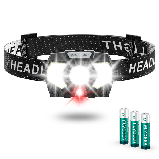 Eirnvop LED Headlamp,1500 Lumen Head Lamp with 7 Modes, Head Lights for Forehead with Red Light, IPX5 Waterproof Head Light for Adults and Kids Camping Running, 3AAA Batteries Included