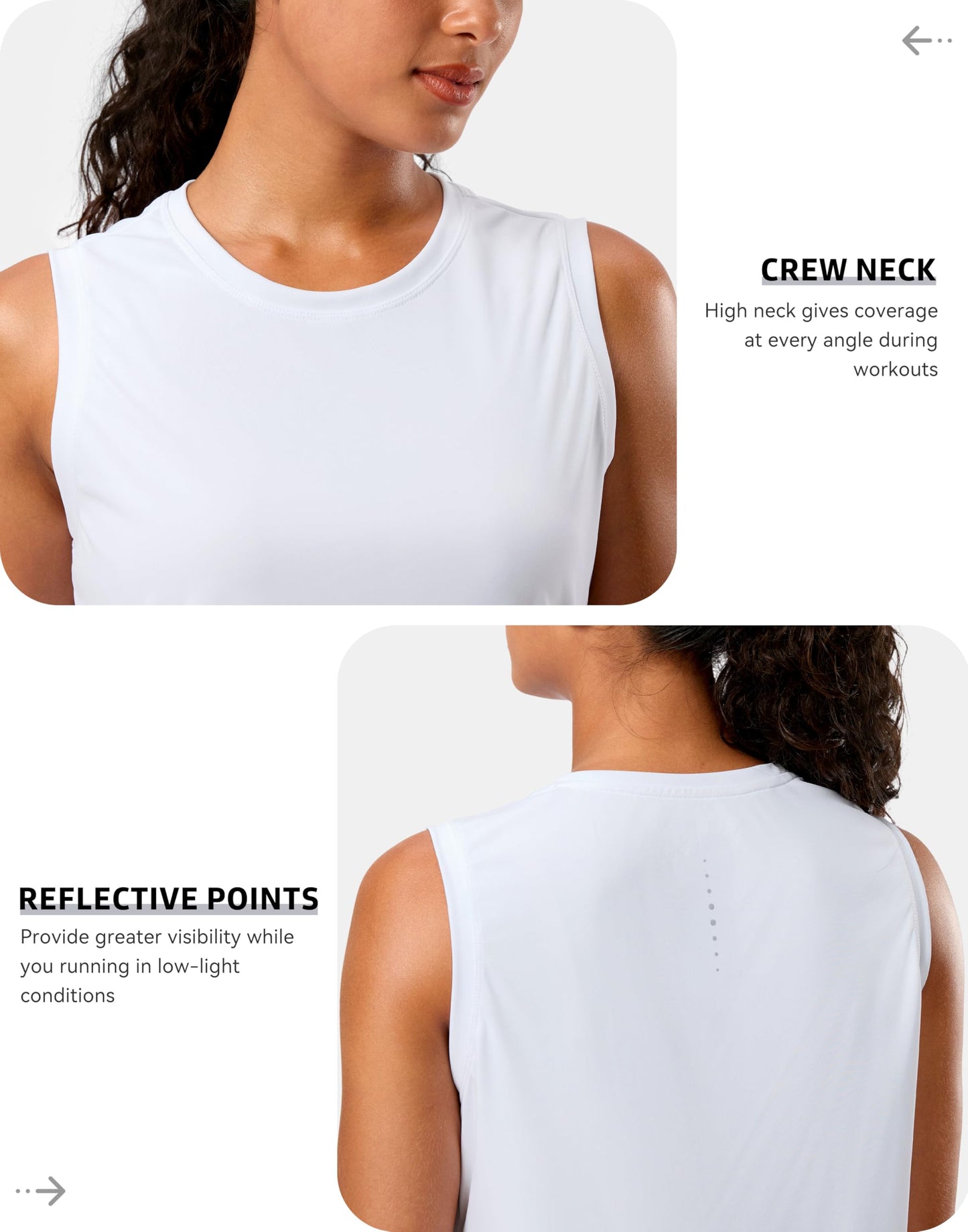 G Gradual Women's Sleeveless Workout Tops Lightweight High Neck Tennis Yoga Shirts Running Athletic Tank Tops for Women(White,L)